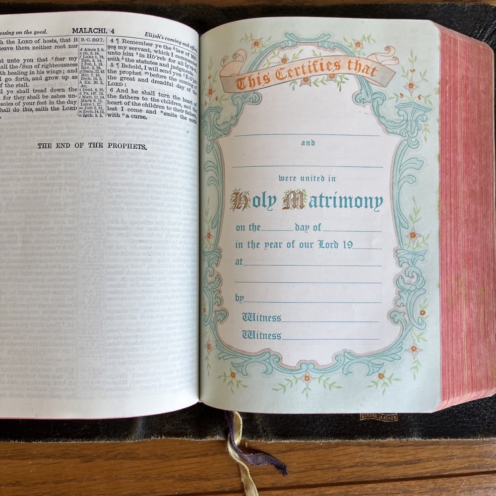 Vintage 1913 KJV Holy Bible Red Letter Master-Art Edition Leather Illustrated - Picture 14 of 16